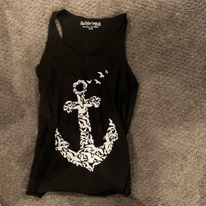 Black tank top with white anchor